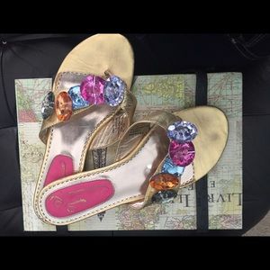 Multicolor Rhinestone sandals / Size 7M